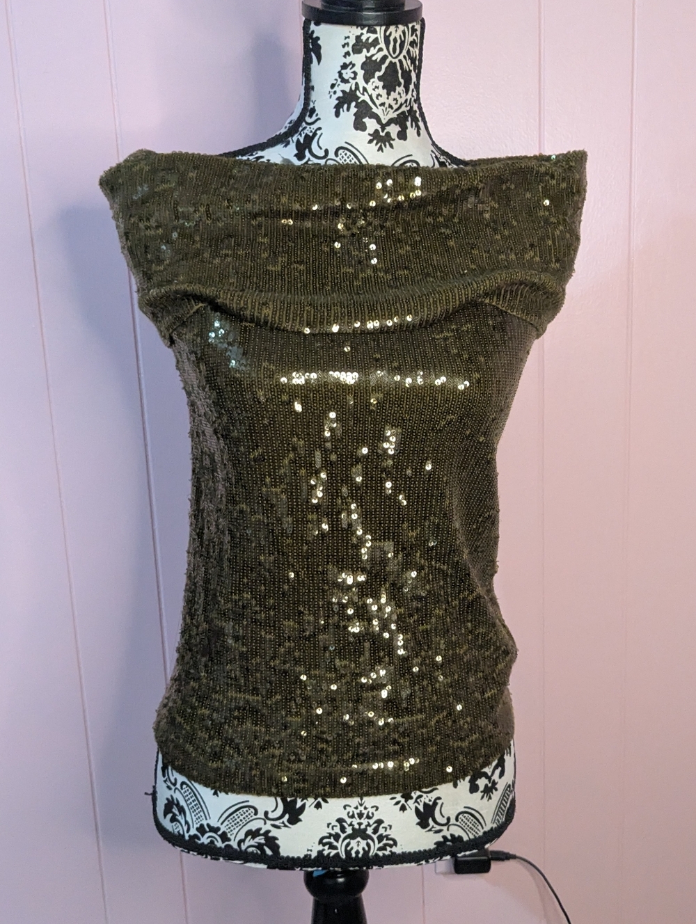 off the shoulder sequin cashmere top